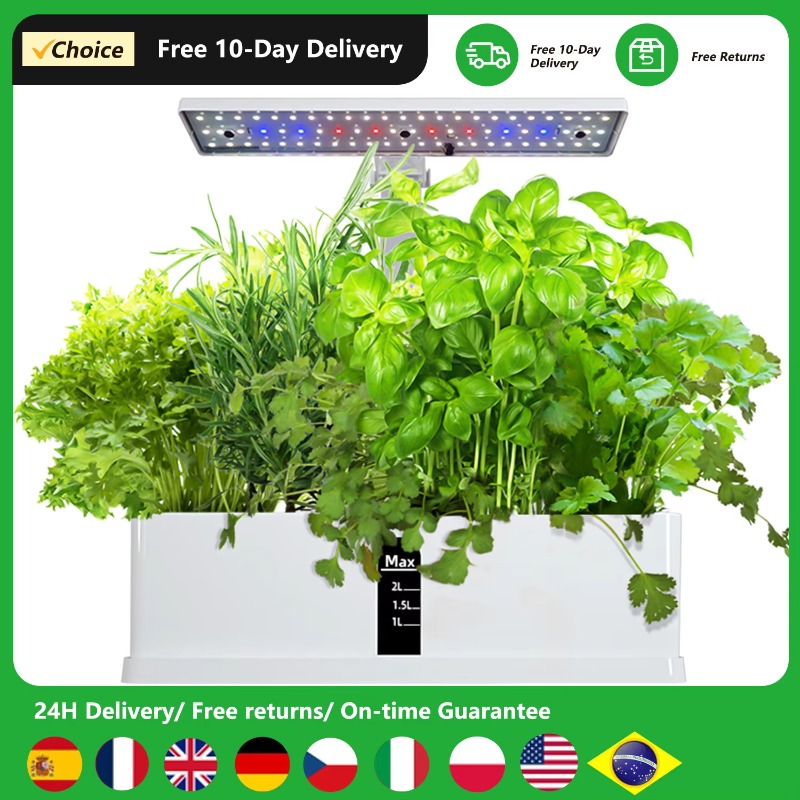 Hydroponic Kit - 9ポッドスマート水耕栽培システム 室内ガーデンキット 自動タイマー 高さ調整可能 15W LED育成ライト