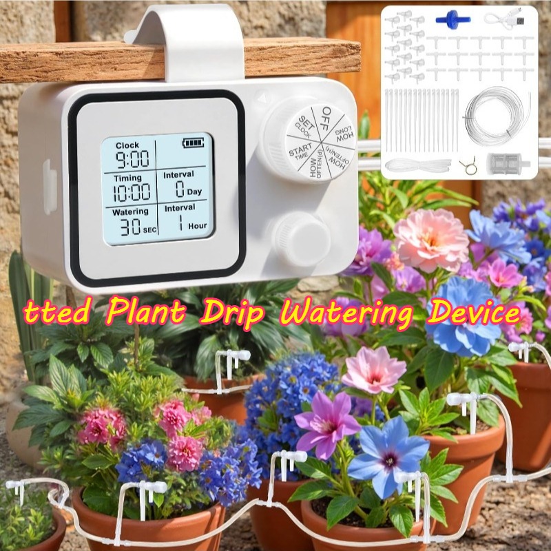Watering Can - 自動灌漑装置 庭の水やりタイマー LCDディスプレイ画面 一度の充電で30日間持続可能 便利なウォーターポンプ