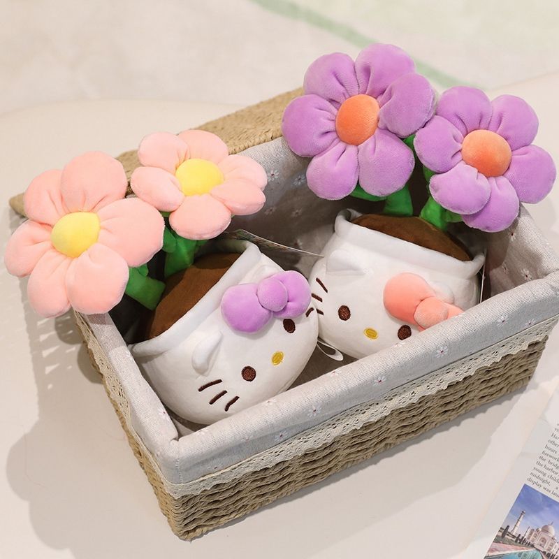 23cmの本物のハローキティのぬいぐるみ。タグ付き。曲げて花 - Plant Pot のレビューと価格