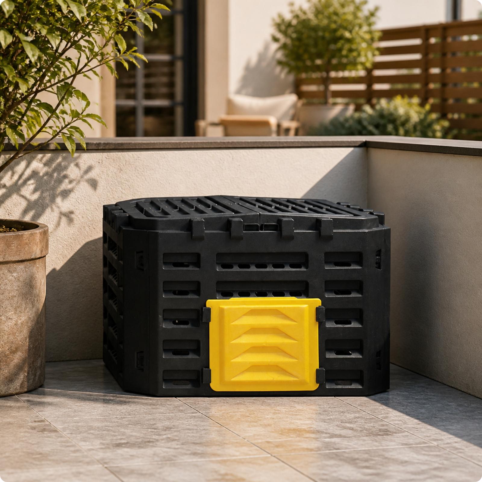屋外用コンポスト容器。蓋が開閉しやすいスナップ式で、堆肥が完 - Compost Bin のレビューと価格