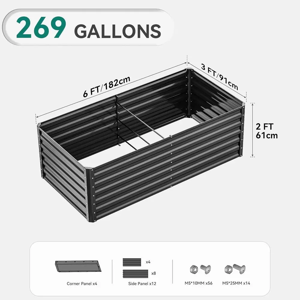 6x3x2フィートの大型亜鉛メッキ金属製レイズドガーデンベッ - Garden Gloves のレビューと価格